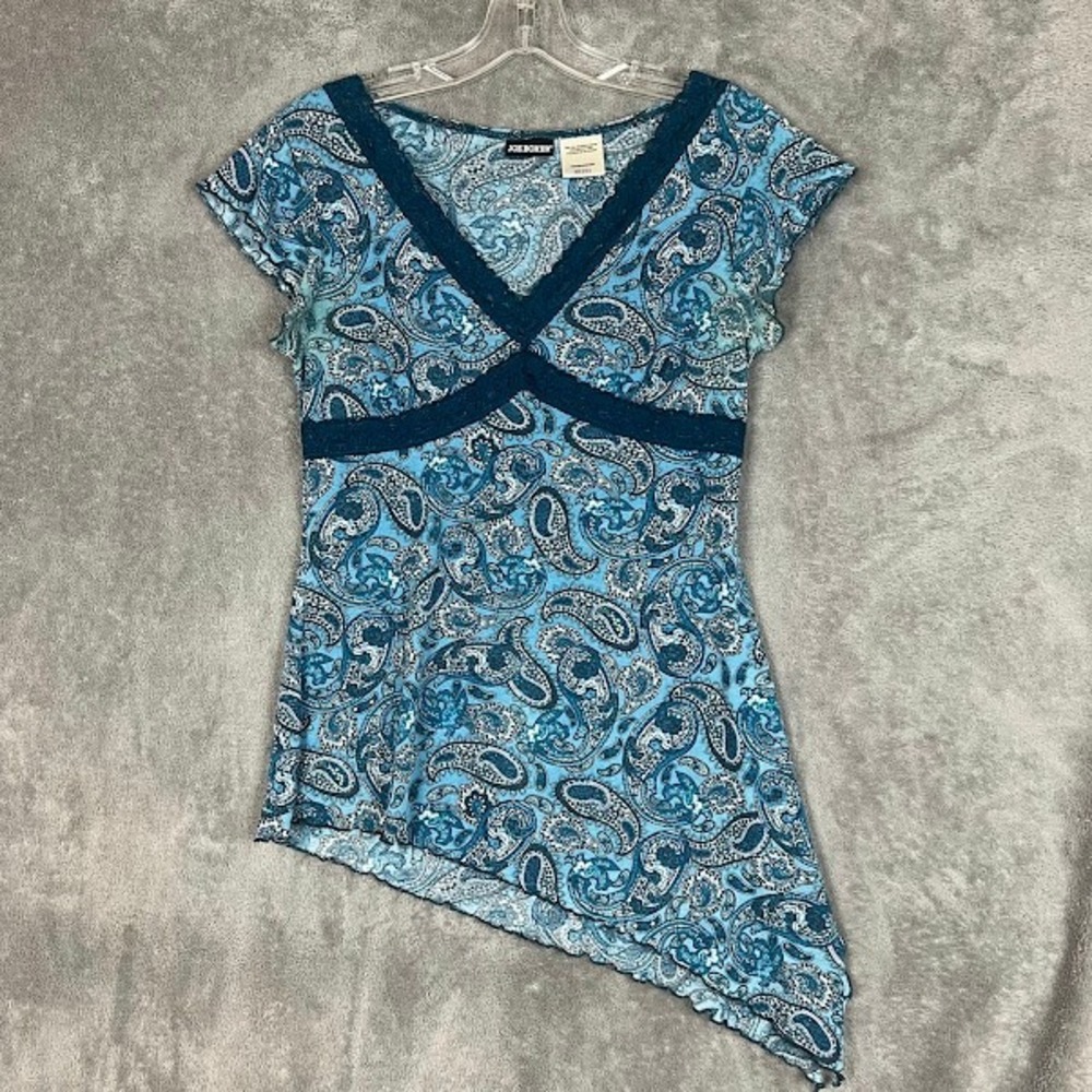 Joe Boxer Paisley Babydoll Top Womens M Asymetrical Fairycore Y2K Style